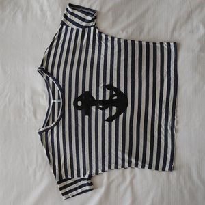 Reckless Hearts navy stripe cropped tee sequin anchor